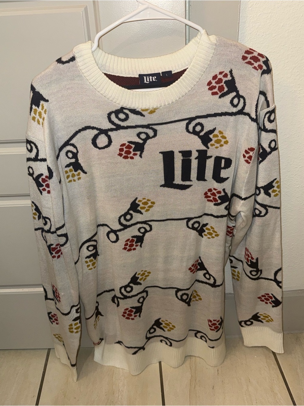 Lite Logo Cream Holiday Sweater - Men